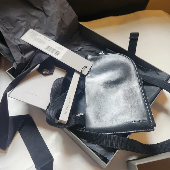 RICK OWENS NECK WALLET BLACK season 2020 in VGUC - Picture 4 of 10